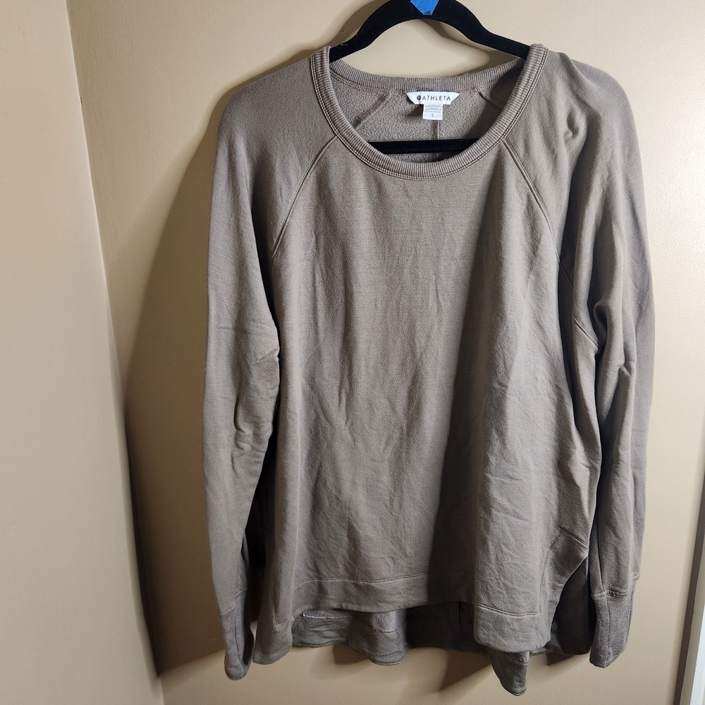 Athleta Coaster Luxe Recovery Sweatshirt Large Taupe Brown